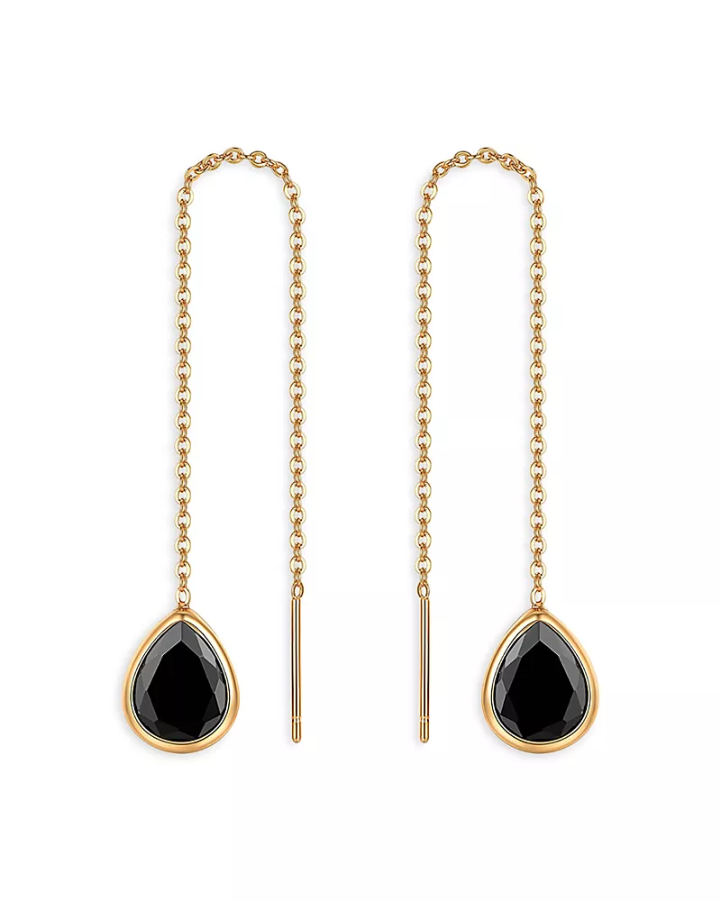 Ettika Barely There Teardrop Threader Earrings in 18K Gold Plated