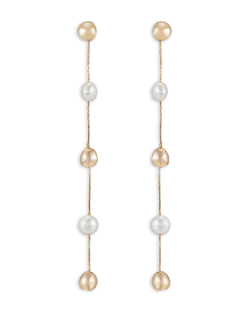 Ettika Bead & Cultured Freshwater Pearl Linear Drop Earrings In 18k Gold Plated In Gold/white