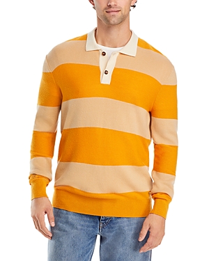 Shop Atm Anthony Thomas Melillo Merino Wool & Cotton Sweater Knit Regular Fit Polo Shirt In Camel Combo