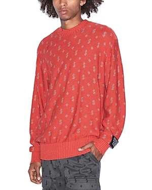 Ksubi Allstar Knit Torch Distressed Crewneck Sweater In Red