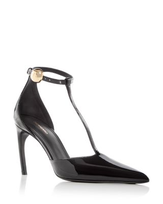 Ferragamo Lysandra Patent T-strap Stiletto Pumps In Black