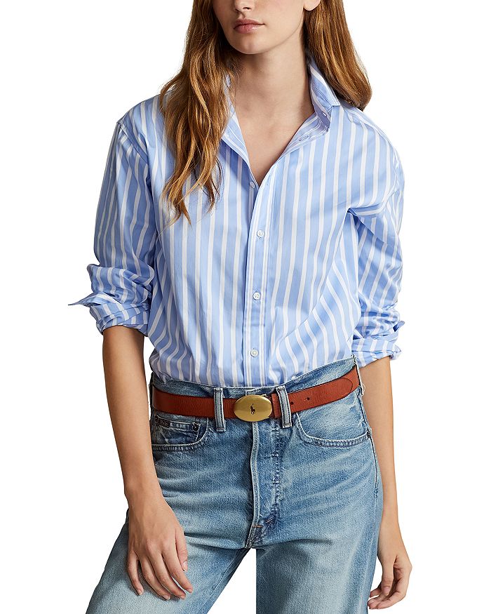 UNITED COLORS OF BENETTON Long Sleeve Striped Shirt Women's Size S unclear white type Vintage Second Hand