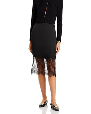 Shop Anine Bing Amelie Lace Hem Midi Skirt In Black