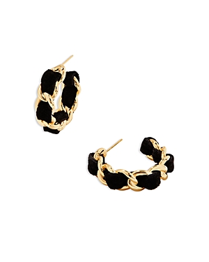 Kendra Scott Everleigh Velvet Chain Hoop Earrings In 14k Gold Plated In Gold/black