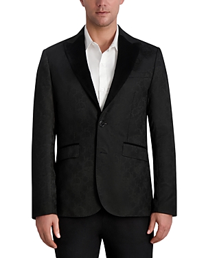 Karl Lagerfeld Paris Slim Fit Jacquard Blazer with Contrast Trim Karl Lagerfeld Paris Slim Fit Jacquard Blazer with Contrast Trim