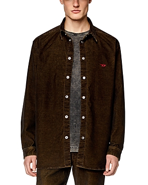Shop Diesel D-simply-over Cotton Blend Shirt Jacket In Olive Green