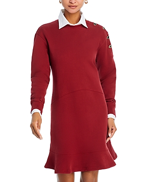 Derek Lam 10 Crosby Camden Button Sweatshirt Dress In Merlot