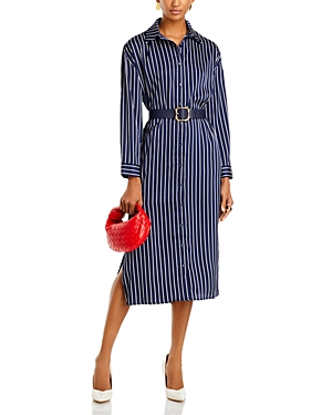 Aqua Belted Shirt Dress - 100% Exclusive In Navy-white