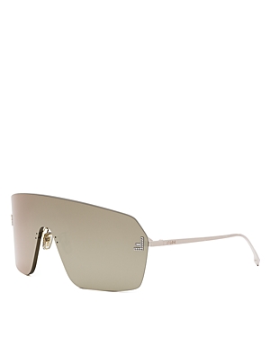 Shop Fendi First Mask Sunglasses In Gold Mirrored Solid