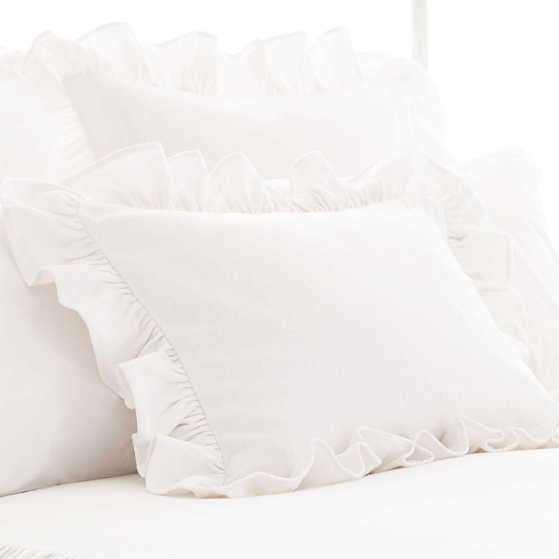 Annie Selke Wilton Ruffle Sham, Standard In White