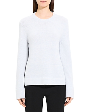 Shop Theory Wool And Cashmere Side Slit Sweater In Ice Muline