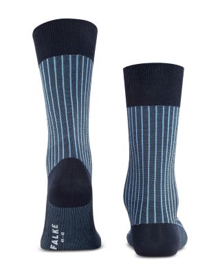 Mercerized Cotton & Nylon Two Tone Stripe Jacquard Dress Socks