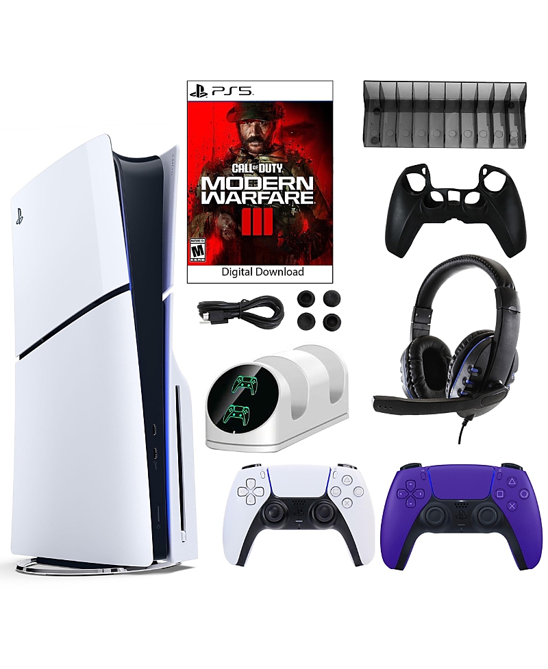 Sony PS5 Cod Console with Extra Purple Dualsense Controller and Accessories Kit