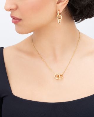 18K Yellow Gold Duetto Interlocking Link Pendant Necklace, 16-18"