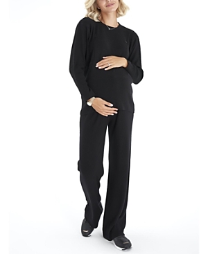 Accouchee Effortless Elegance Set with Rib Side Zip Long Sleeve Materity/Nursing Top & Lounge Pants