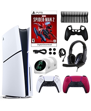 Sony PS5 Spider Man 2 Console with Extra Red Dualsense Controller and Accessories Kit