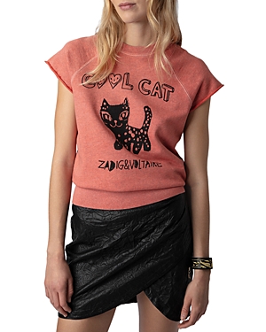 Zadig & Voltaire Rupper Mo Cool Cat Cotton Sweatshirts In Litchi