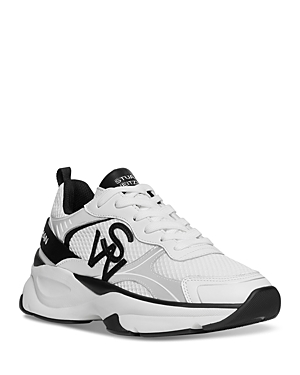Shop Stuart Weitzman Women's Sw Lace Up Training Sneakers In White/black