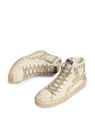 Women's Slide Studded Leather High Top Sneakers