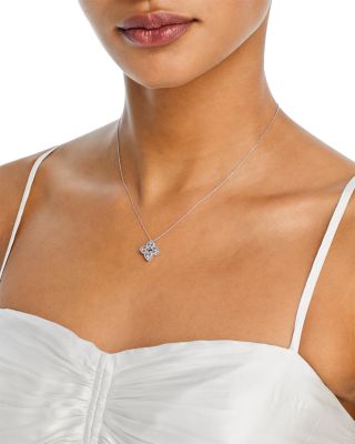 18K White Gold Venetian Princess Diamond Pendant Necklace, 18"