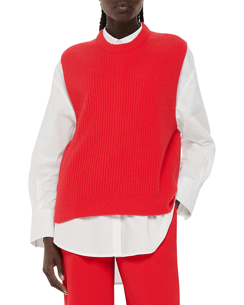 Whistles Textured Rib Tank Top In Red