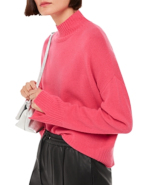 Whistles Wool Double Trim Turtleneck Sweater In Pink