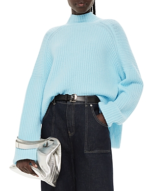Whistles Wool Mix Rib Funnel Neck Jumper In Pale Blue