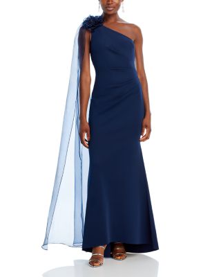 Eliza J One Shoulder Cape Mermaid Gown | Bloomingdale's