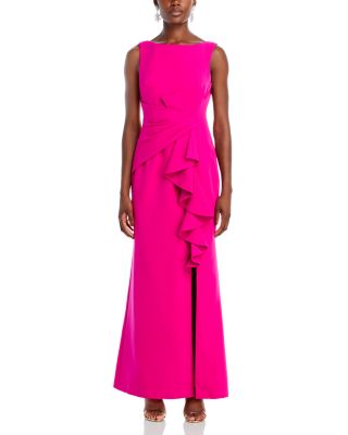 Sleeveless Cascading-Ruffle Gown