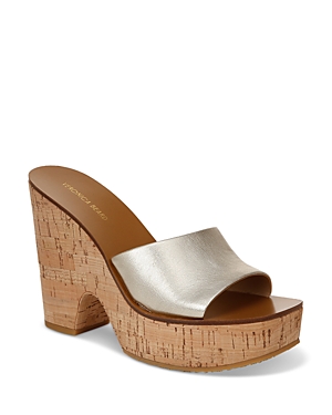 Veronica Beard Paulita Platform Slide Sandal In Platinum