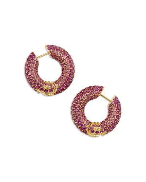 Shop Kendra Scott Mikki Pave Hoop Earrings In Gold/cranberry