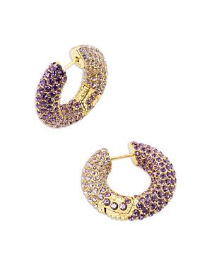 Shop Kendra Scott Mikki Pave Hoop Earrings In Gold/purple Mauve Ombre Mix