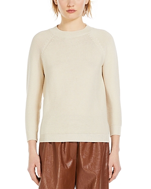 Shop Weekend Max Mara Linz Cotton Sweater In Ivory