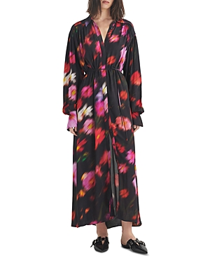 Shop Rag & Bone Aubrey Long Sleeve Maxi Shirt Dress In Black Floral
