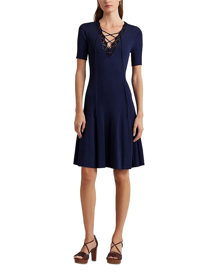 Ralph lauren lace fit and flare dress sale