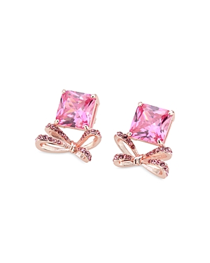 Aqua Square Bow Stud Earrings In Pink/rose Gold