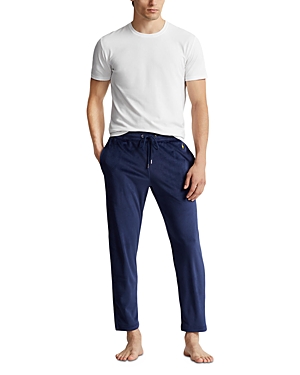 Shop Polo Ralph Lauren Slim Velour Sleep Pants In Blue
