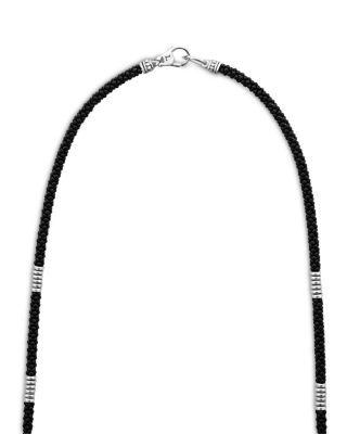 Men's Sterling Silver Anthem Black Ceramic Station Necklace, 20" - Exclusive