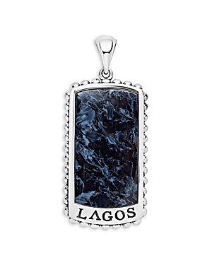 Lagos Men's Sterling Silver Anthem Pietersite Dog Tag Pendant - 100% Exclusive In Blue