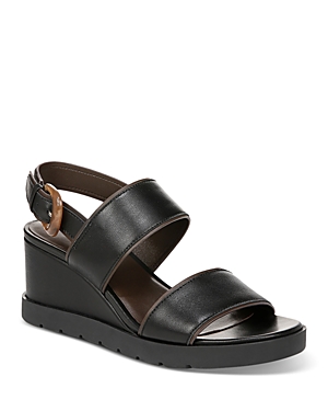 Vince Roma Leather Wedge Slingback Sandals In Black