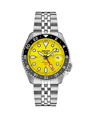 Seiko Watch 5 Sports Gmt Watch, 43mm In Yellow/silver