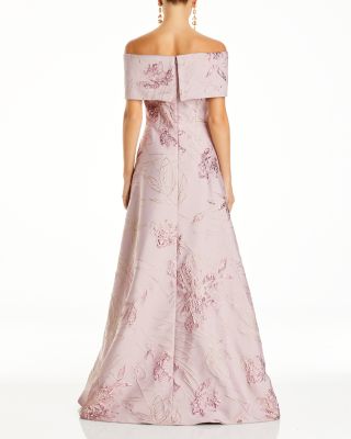 Off The Shoulder Metallic Jacquard Gown 