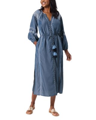 Tommy Bahama Chambray Embroidered Dress Swim Cover-Up | Bloomingdale's Women