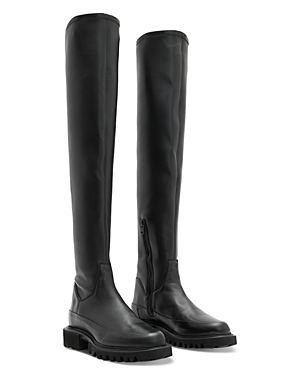 Shop Allsaints Women's Leona Tall Straight Riding Boots In Black