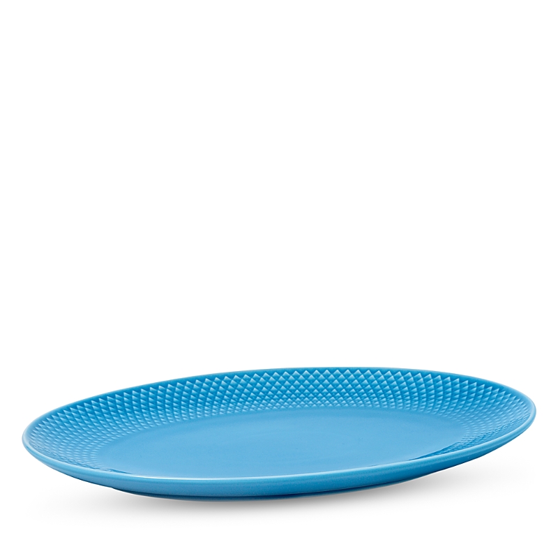 Rosendahl Lyngby Porcelain Rhombe Color Oval Serving Dish, Blue In Blue