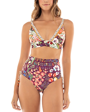 Shop Agua Bendita Megan Seed Triangle Bikini Top In Multicolor