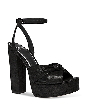 Shop Paige Women's Carter Shimmer Suede Platform High Heel Sandals In Black