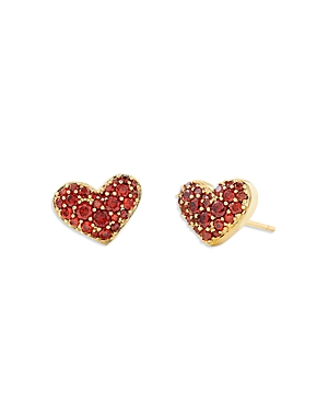 Shop Kendra Scott Ari Pave Heart Stud Earrings In Gold Red Crystal