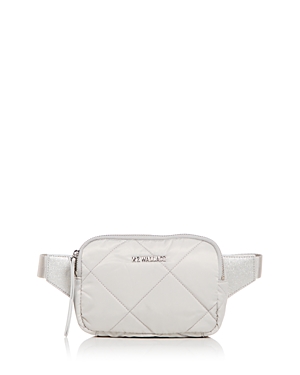Mz Wallace Madison Quilted Belt Bag In Silver