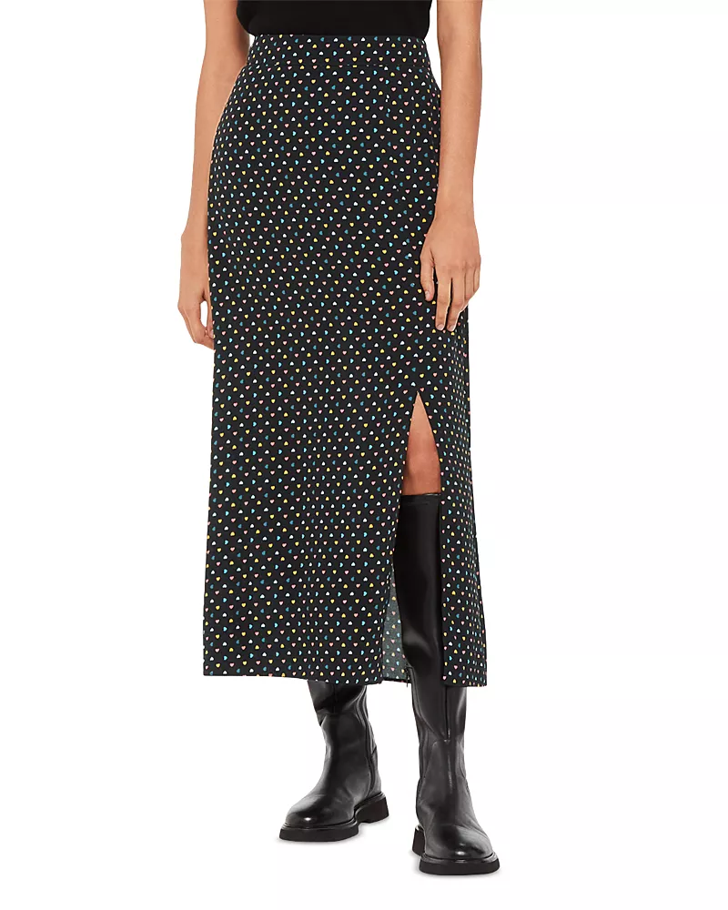 Whistles Scattered Hearts Midi Skirt
